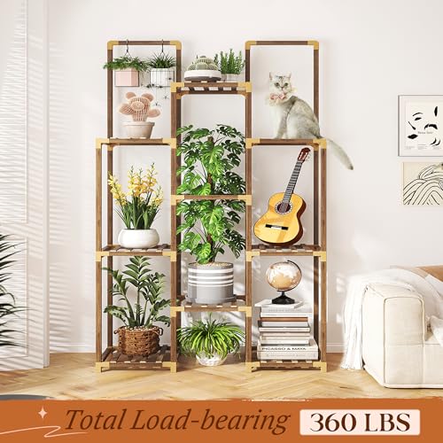 13 Potted Double Rod Wood Plant Stand 56''W*11.6''D*47''H M949322