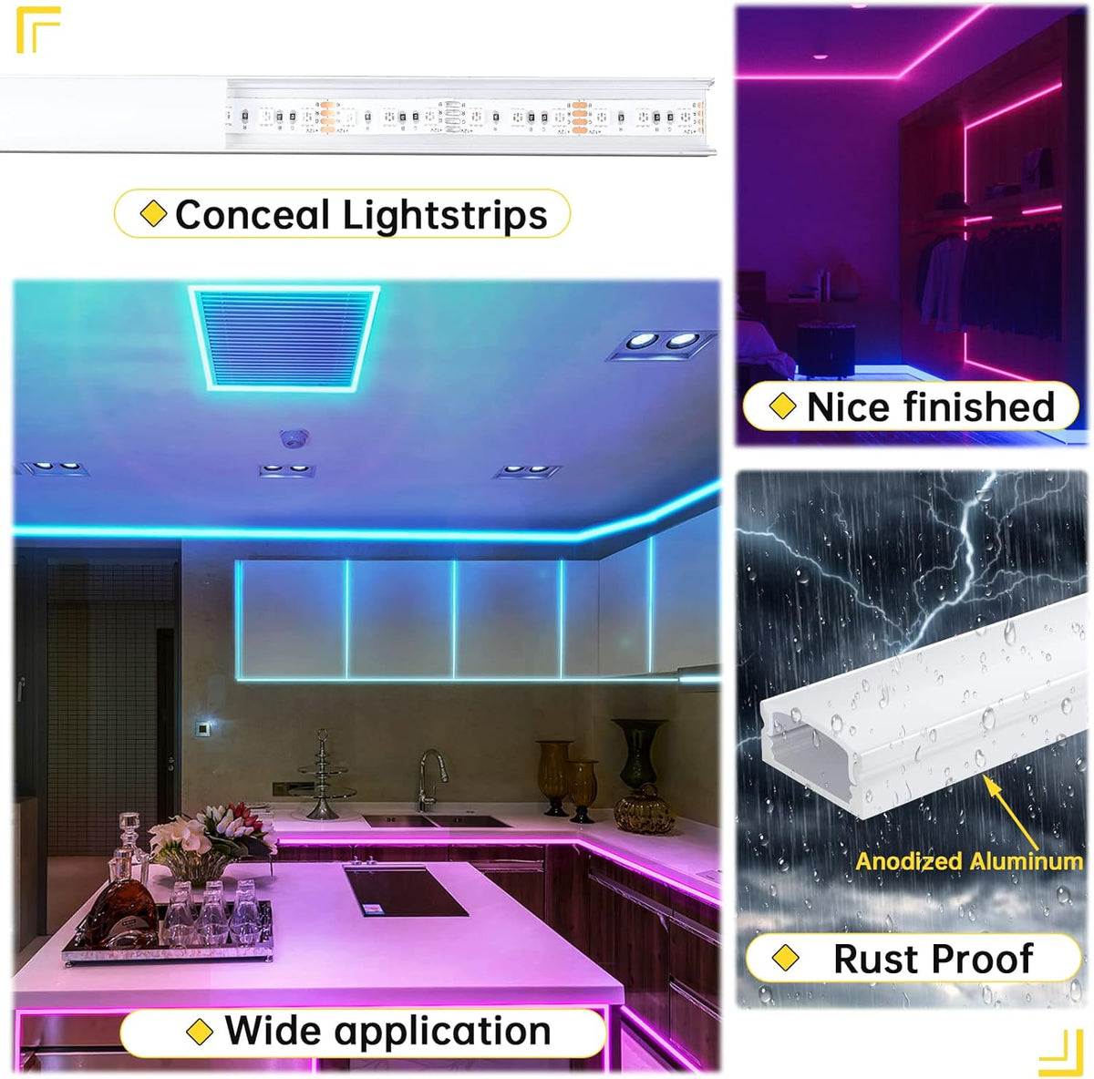 40Pack 3.3FT LED Channel System with Milky White Cover Lens, Silver Aluminum Extrusion Profile Housing Track Z408529
