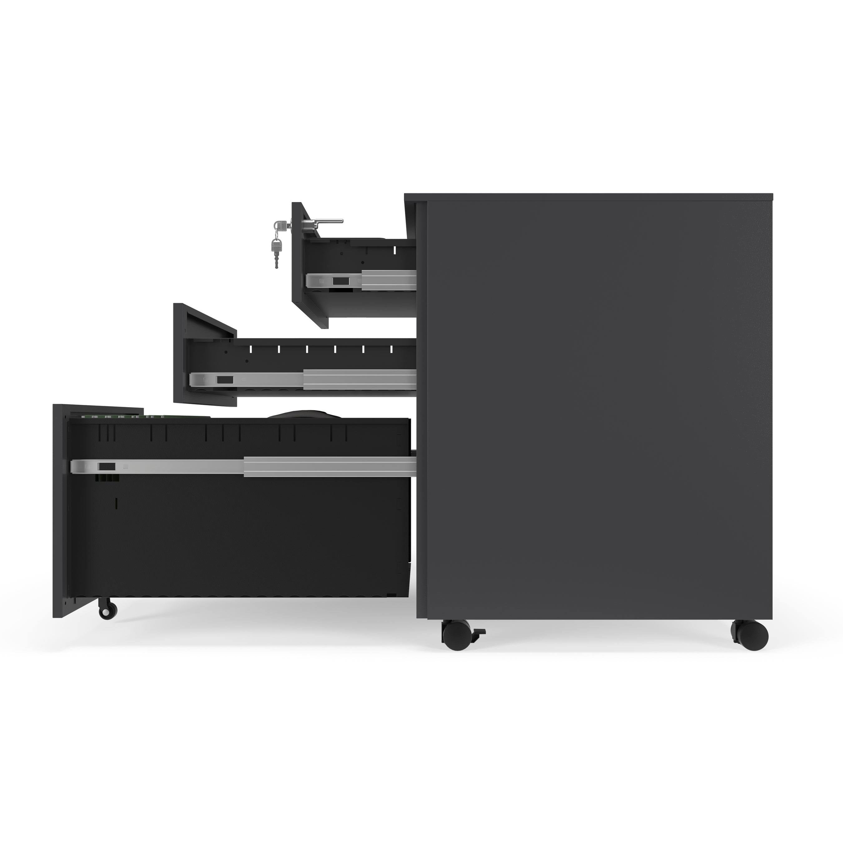 Charcoal Mobile Metal Filing Cabinet Pedestal X1507