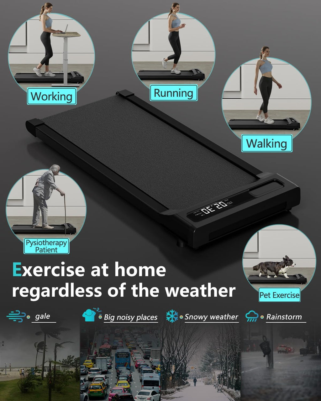 Under Desk Treadmill with Remote Control, 2 in 1 for Walking and Jogging, Portable, LED Display N8892