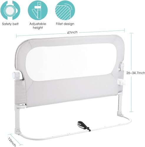 47" Toddler Bed Side Rails for Twin, Full, Queen Bunk Size Bed Swing Down Bedrail A166178