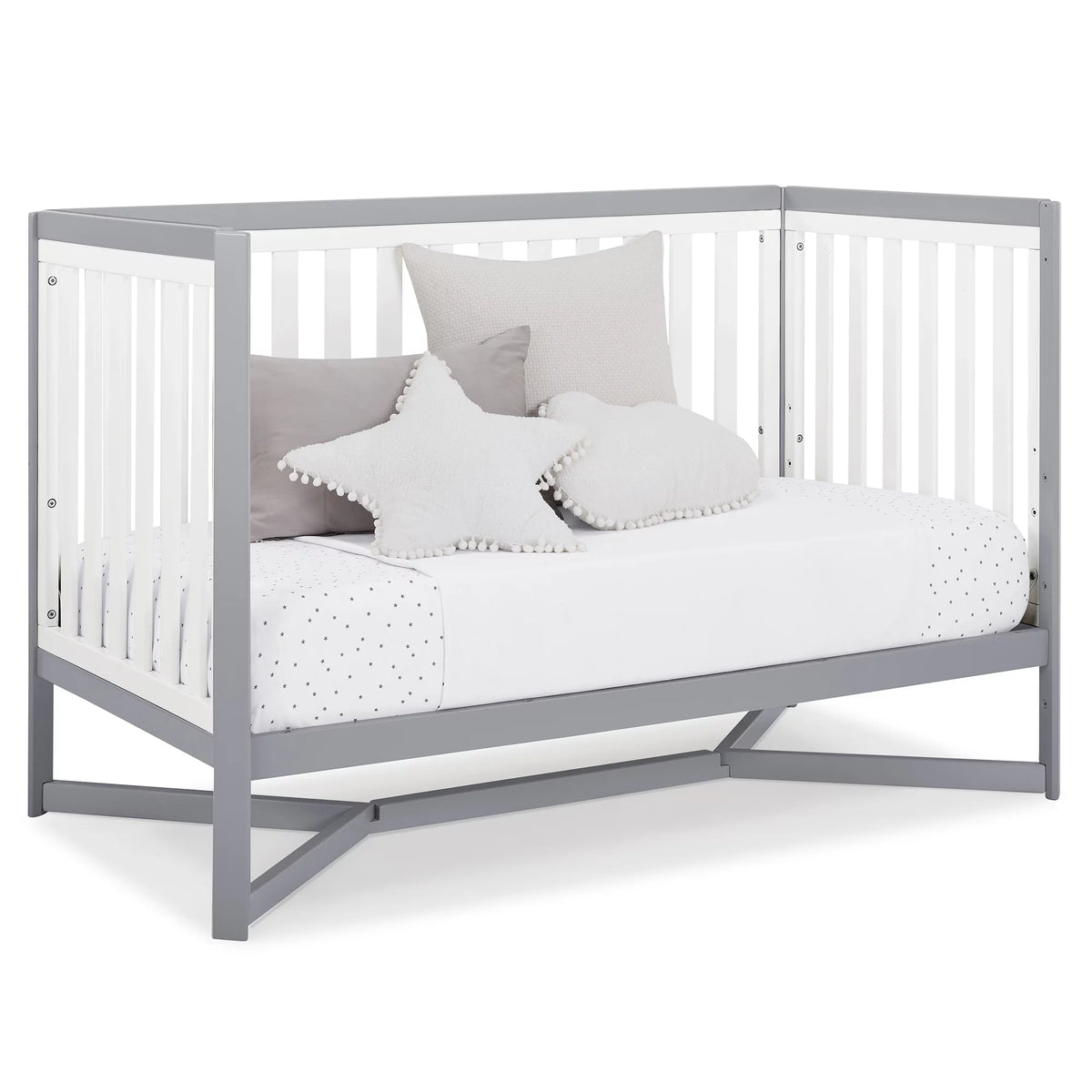 White/Gray 4-in-1 Convertible Crib J339637