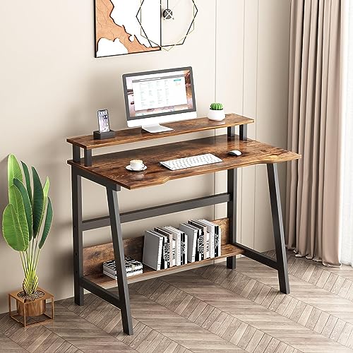 Retro 31.5 Inch Compact Computer Desk with Storage K70297