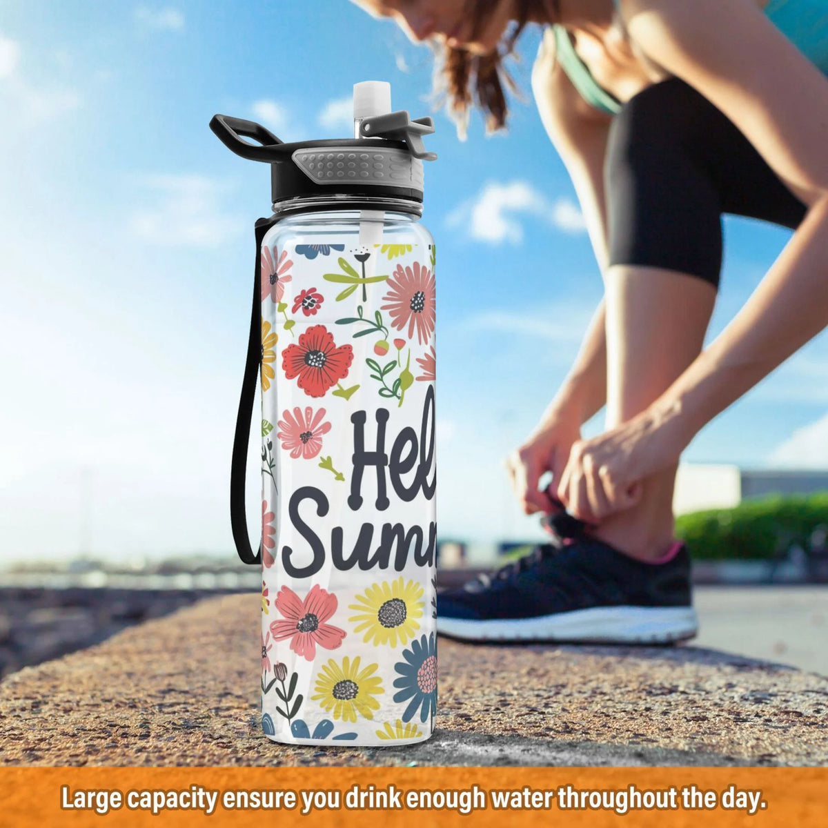 32oz Leakproof Tritan Sports Water Bottle with Straw B422