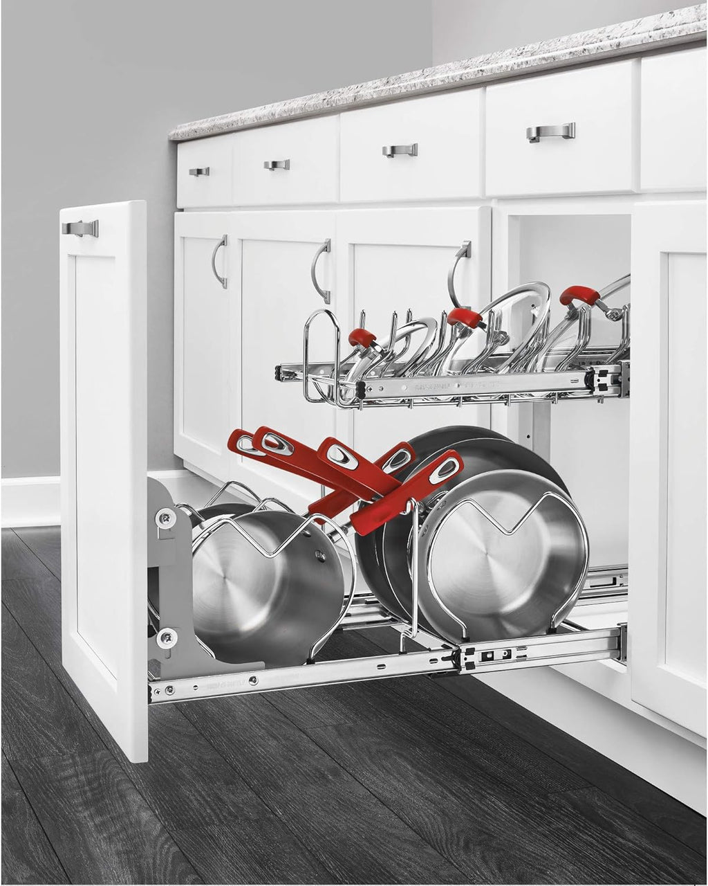 21-Inch 2-Tier Chrome Wire Pull Out Kitchen Cabinet Organizer E3335