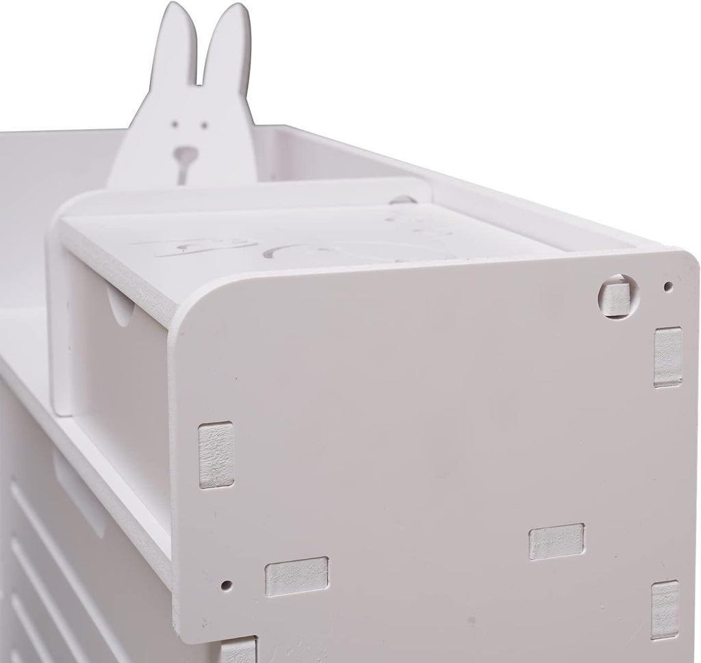 White 2 Tier Narrow Shoe Cabinet H718