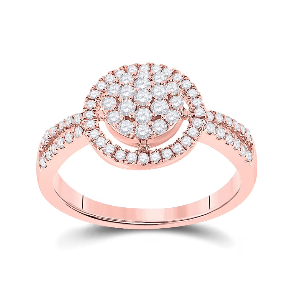 10kt Rose Gold Diamond Circle Cluster Ring 1/2 Cttw Size 7.5 R945