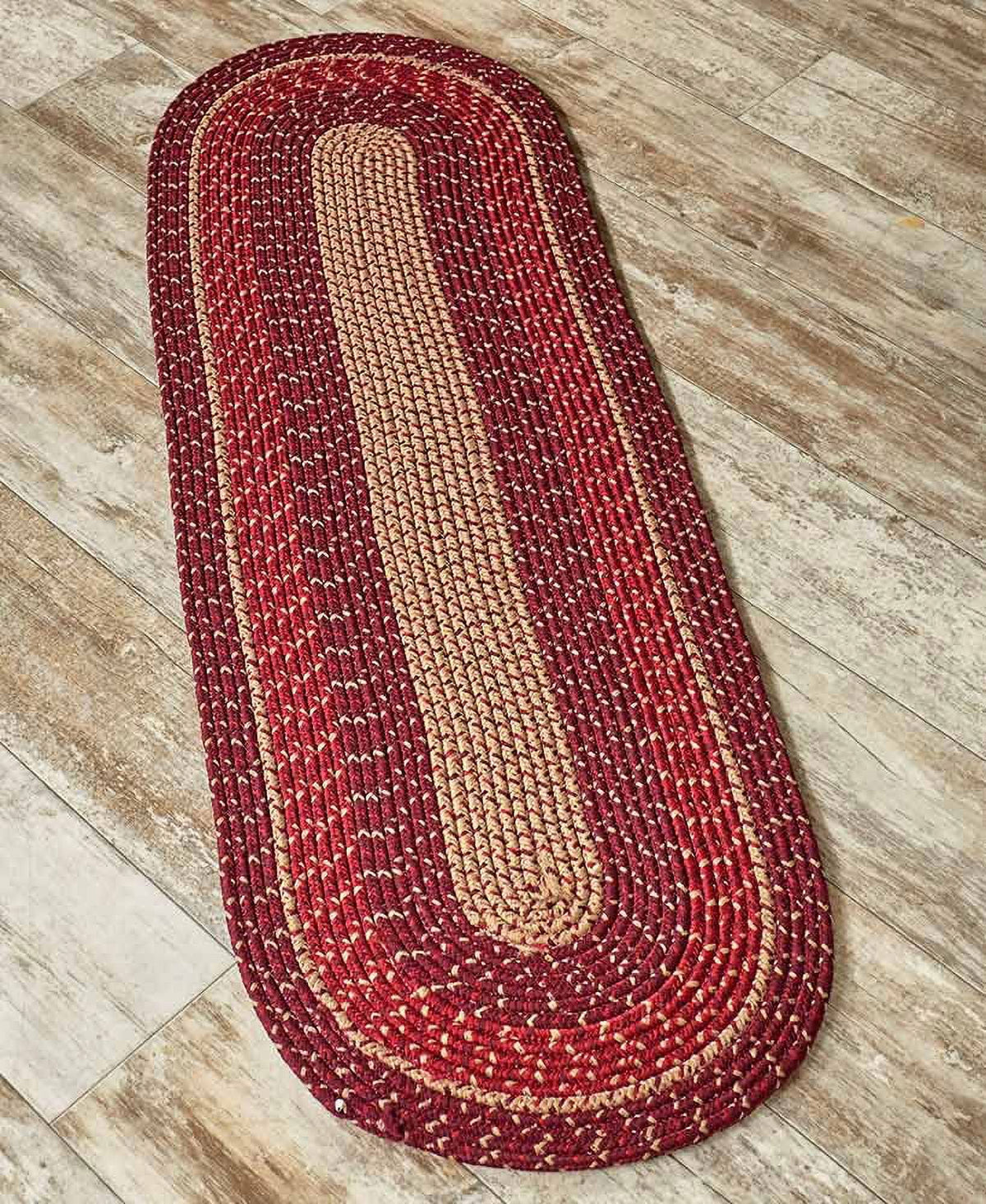 Burgundy Braided Runner Rug P917466