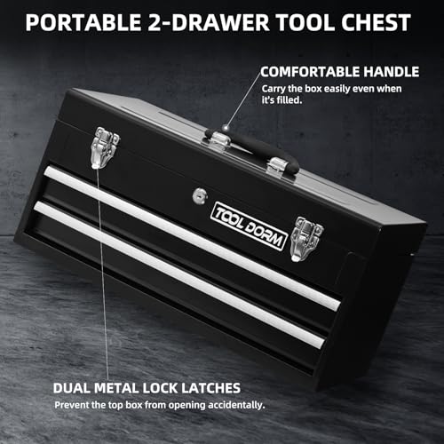 Black 3 Drawer Steel Metal Tool Box G2777