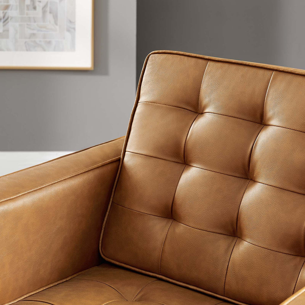 Silver Tan Tufted Vegan Leather Armchair B8072
