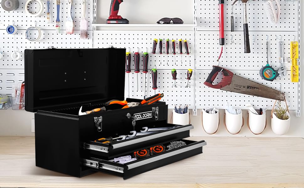 Black 3 Drawer Steel Metal Tool Box G2777