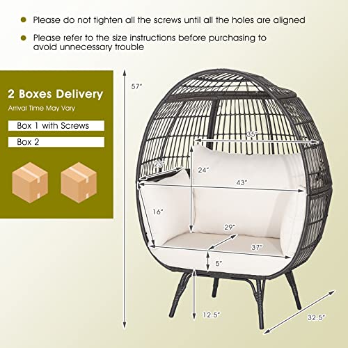 Oversized PE Rattan Egg Chair with Metal Stand and 4 Cushions J513927