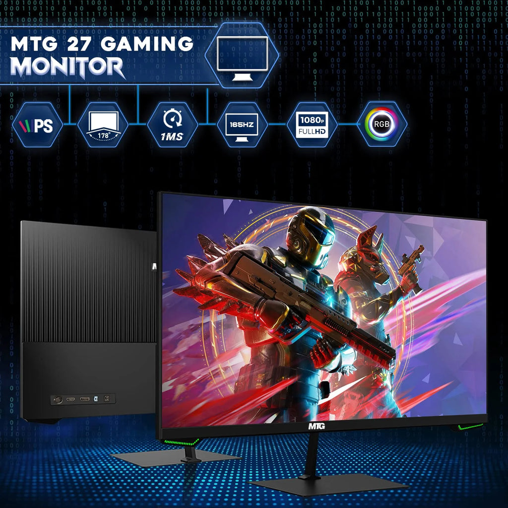 8 Gaming Desktop PC, Intel Core i5 8th Gen, 16GB RAM, 128GB SSD + 2TB HDD, AMD RX 550 4GB Graphics Card, 27 Inch Monitor, Win 11 Home S201