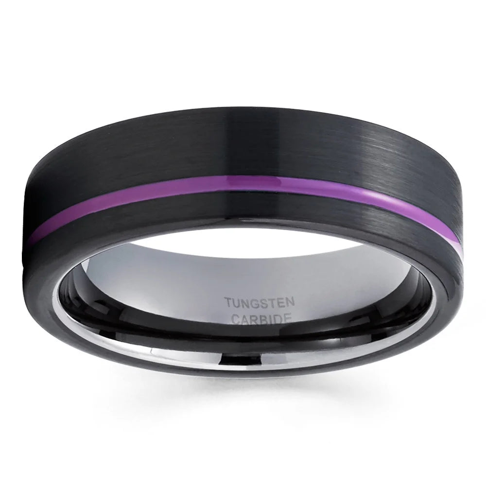 Black Tungsten Wedding Band Comfort Fit Ring A4016