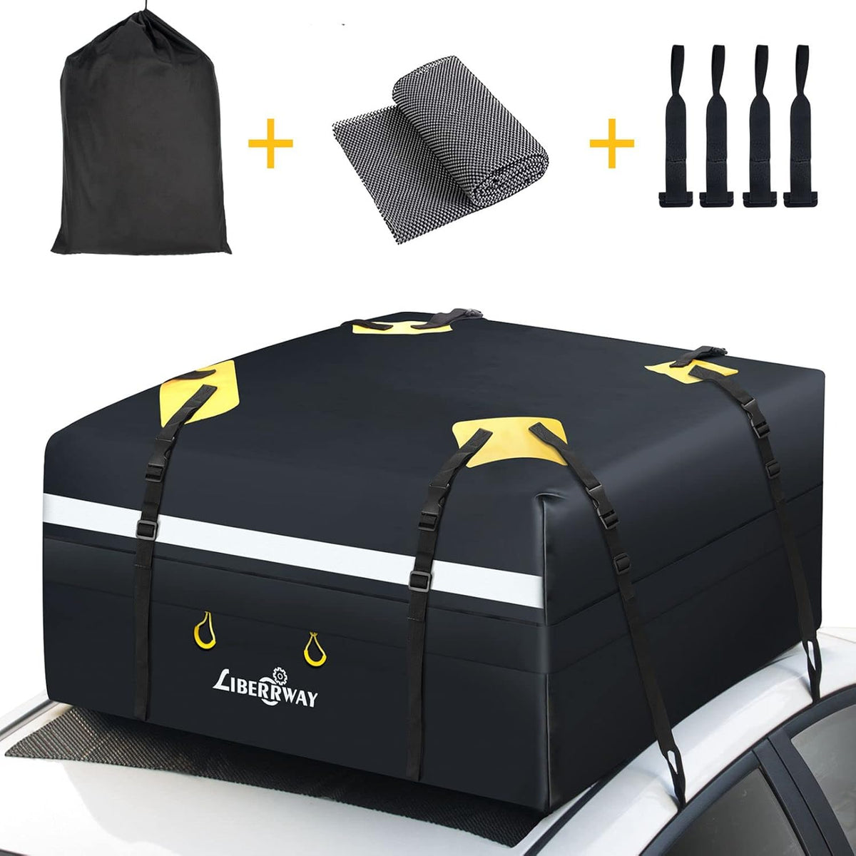 Rooftop Cargo Carrier 15 Cubic Feet Waterproof Roof Rack Cargo Bag with Anti-Slip Mat S525