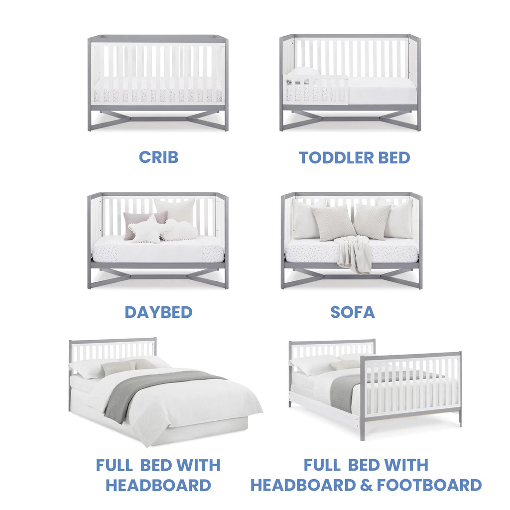 White/Gray 4-in-1 Convertible Crib J339637
