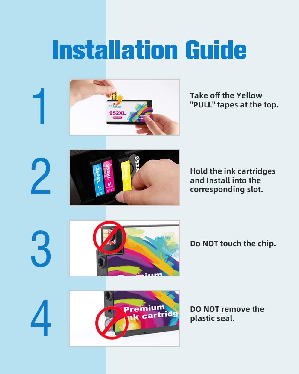 4 Pack Black Cyan Magenta Yellow Ink Cartridges for OfficeJet Pro Printer U39629