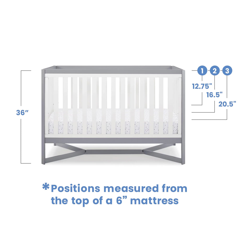 White/Gray 4-in-1 Convertible Crib J339637