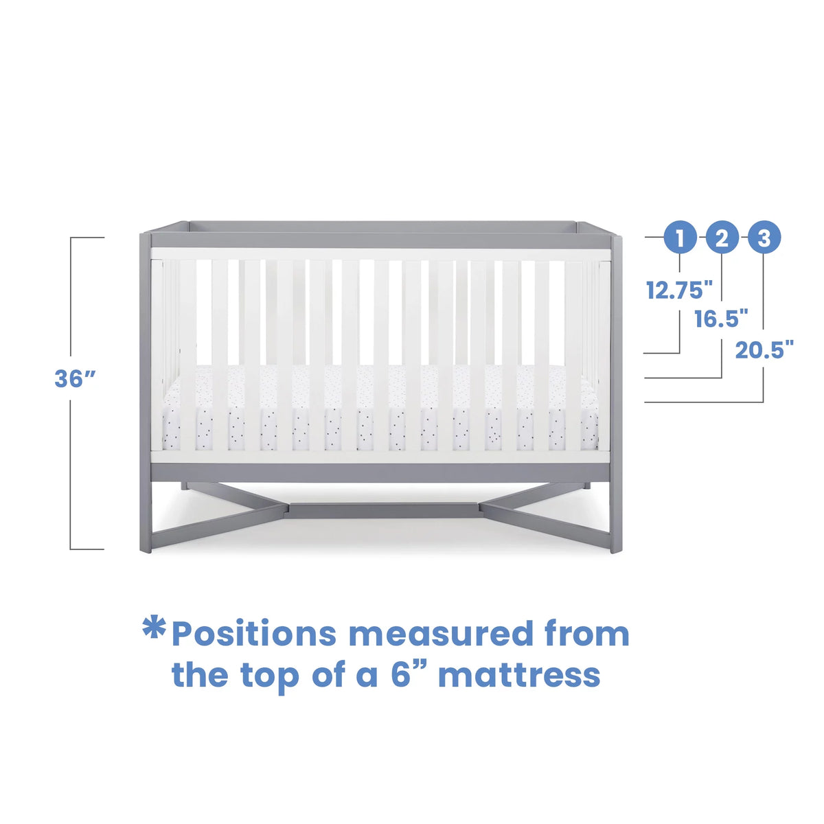 White/Gray 4-in-1 Convertible Crib J339637