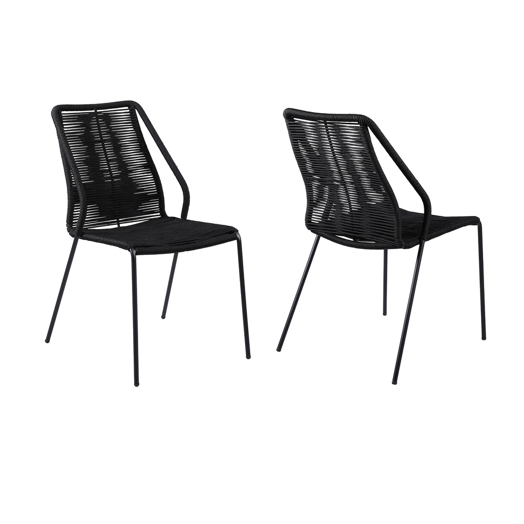 Black Stackable Outdoor Dining Chair Set of 2 R876