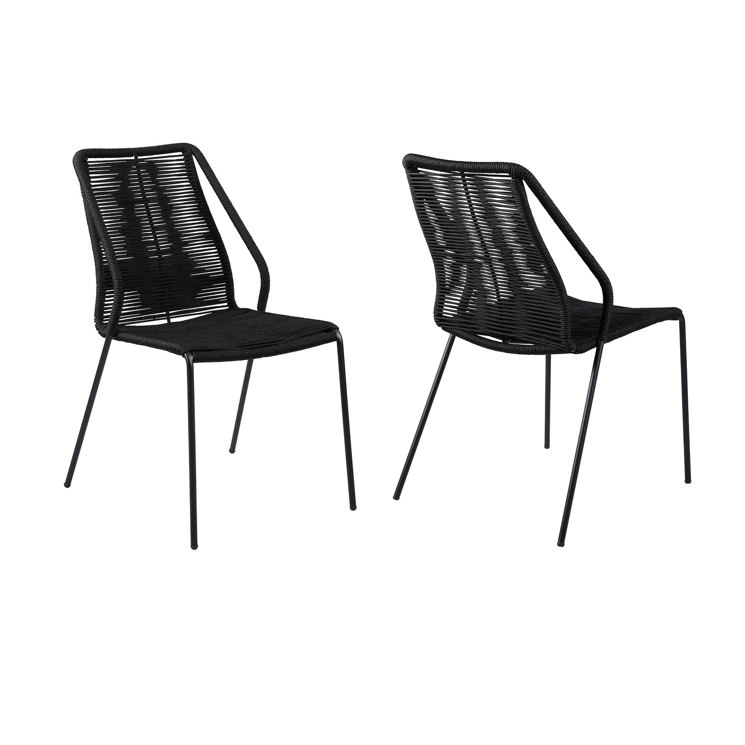 Black Stackable Outdoor Dining Chair Set of 2 R876