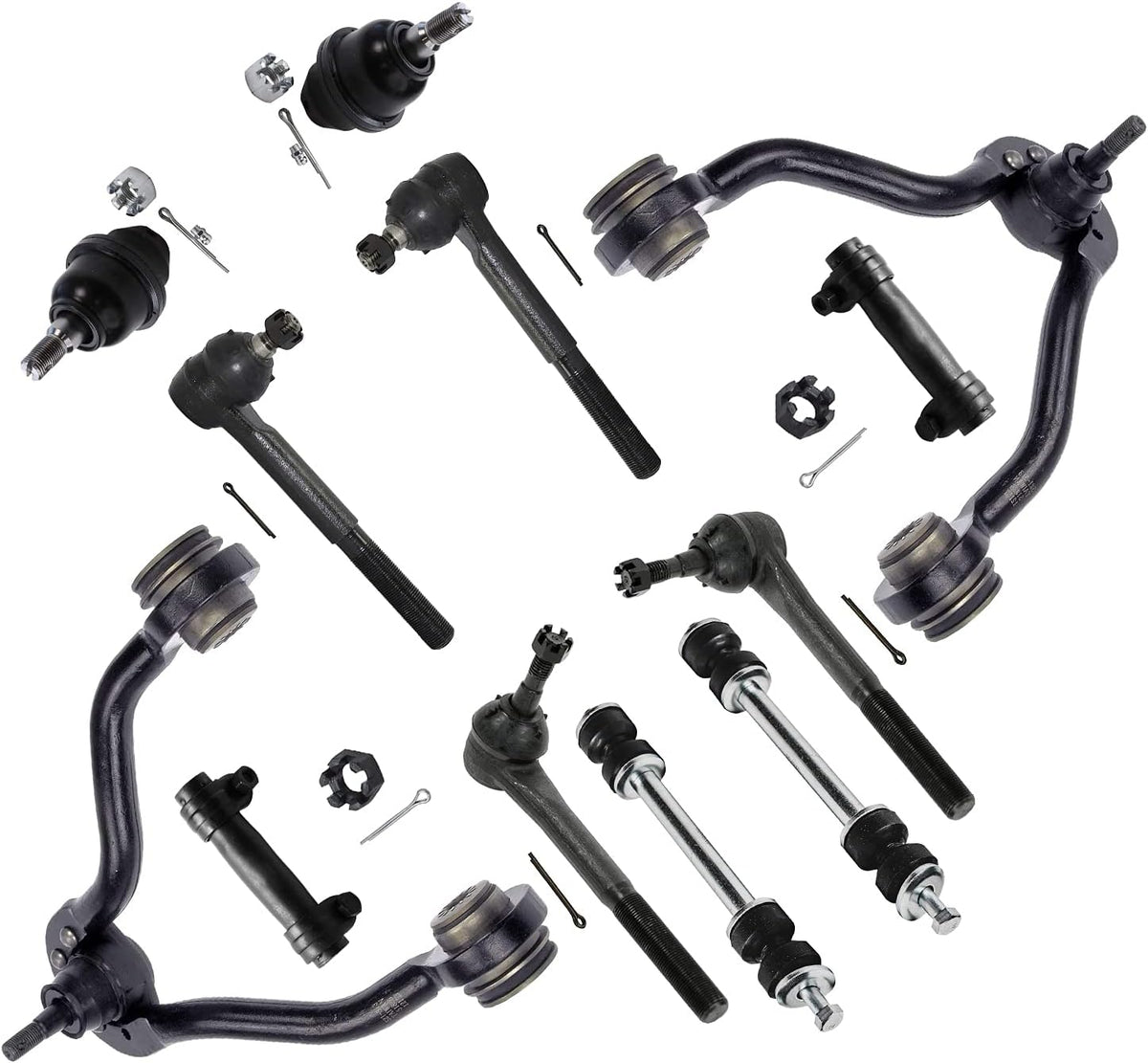 12pc Set Front Upper Control Arms Lower Ball Joints Sway Bars Tie Rods Z55041