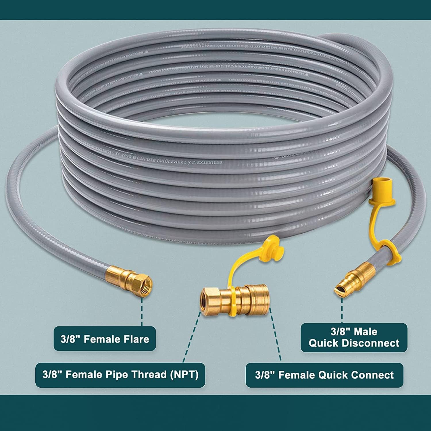 3/8-Inch Natural Gas Hose with Quick Connect Fittings, 24 Feet, Pack of 2 X783222