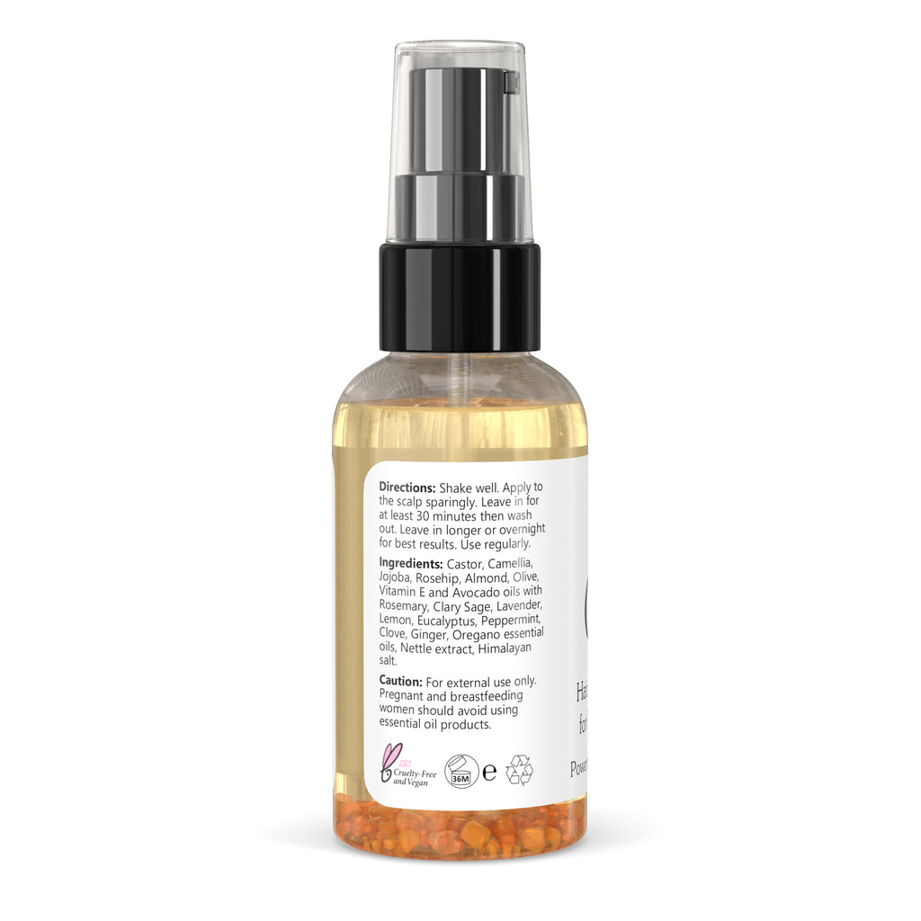 Hair Growth Oil and Thickening Scalp Treatment with Castor, Jojoba, Clary Sage, Rosemary, Nettle Extract I478