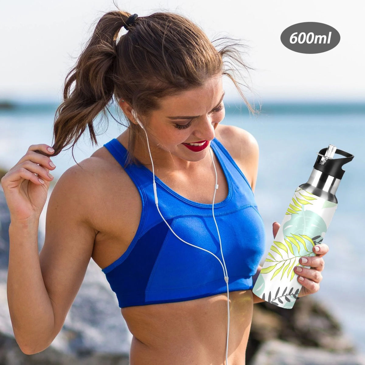 Stainless Steel Insulated Thermos Vacuum Flask Water Bottle with Straw Lid Y211844