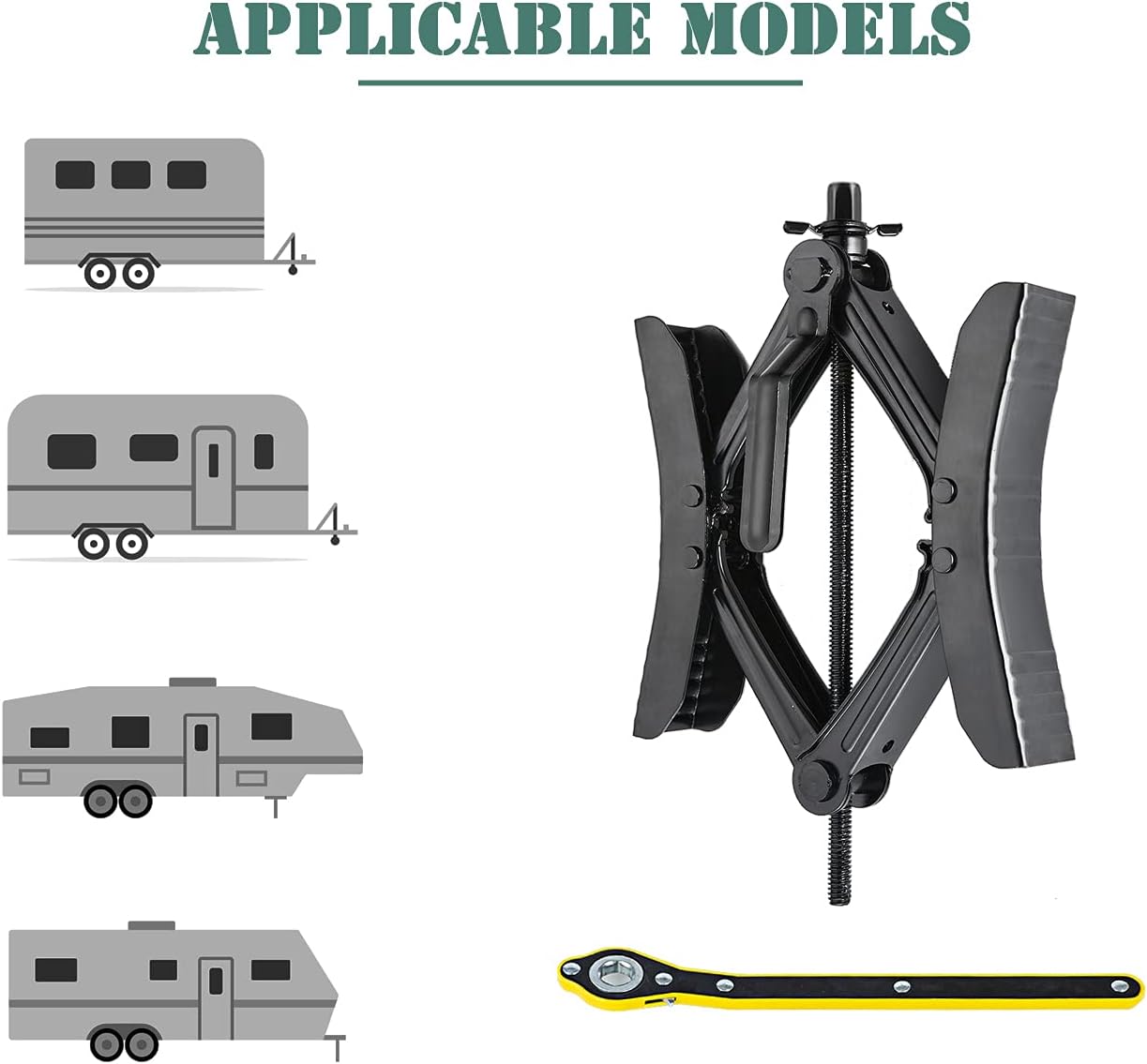X Shaped Wheel Chock Stabilizers for RV Travel Trailer, Scissor 2 Sets with Accessories Pack of 2 Q9904