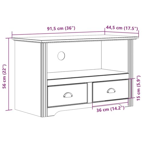 Gray Solid Wood Pine TV Stand with 2 Drawers R806