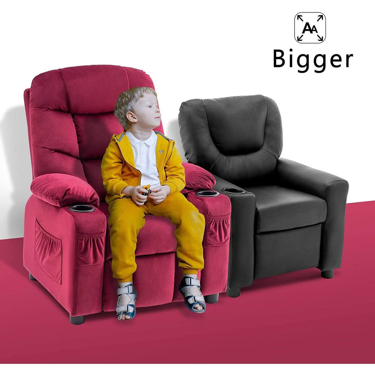 Velvet Recliner Chair with Cup Holders W84887