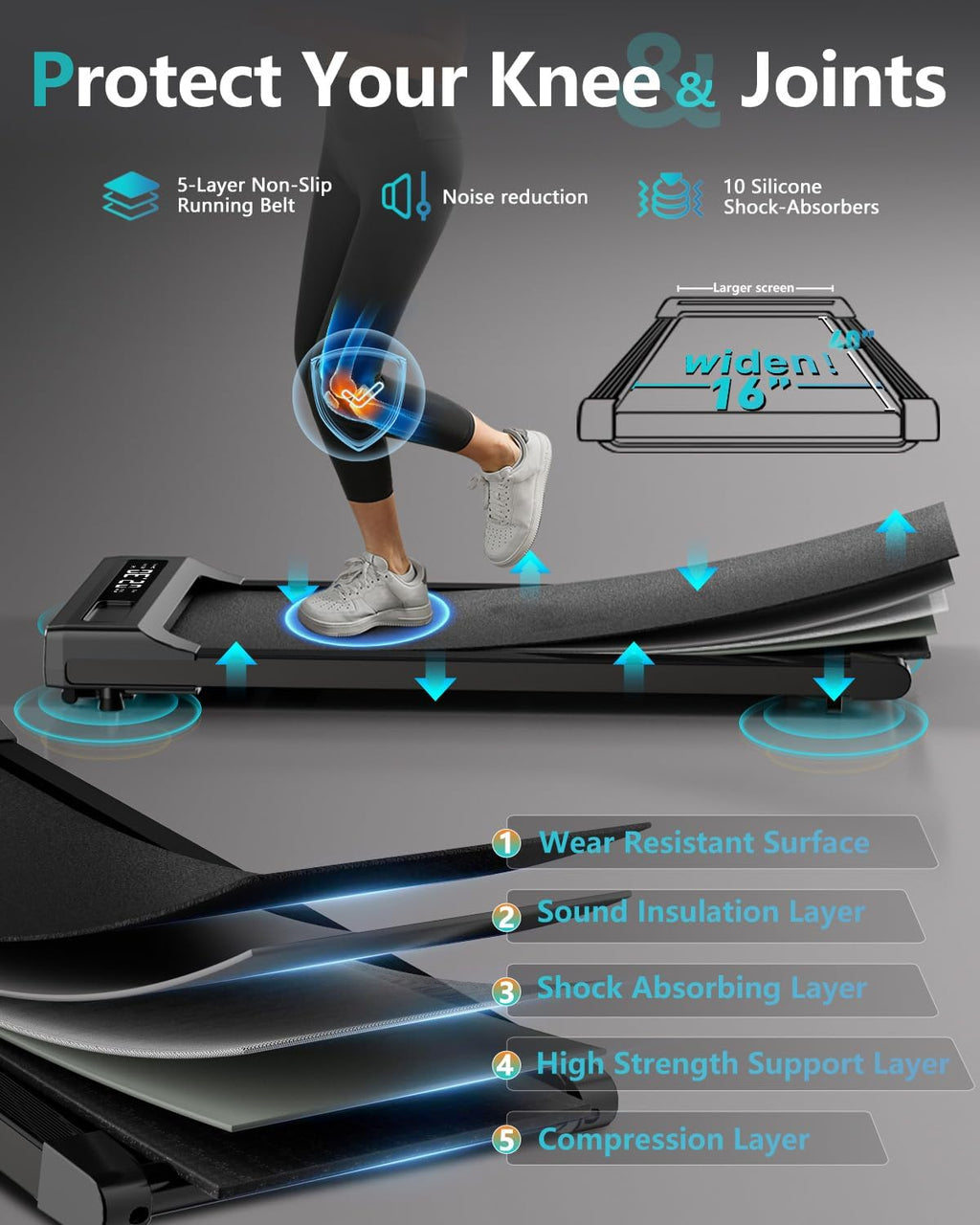 Under Desk Treadmill with Remote Control, 2 in 1 for Walking and Jogging, Portable, LED Display N8892