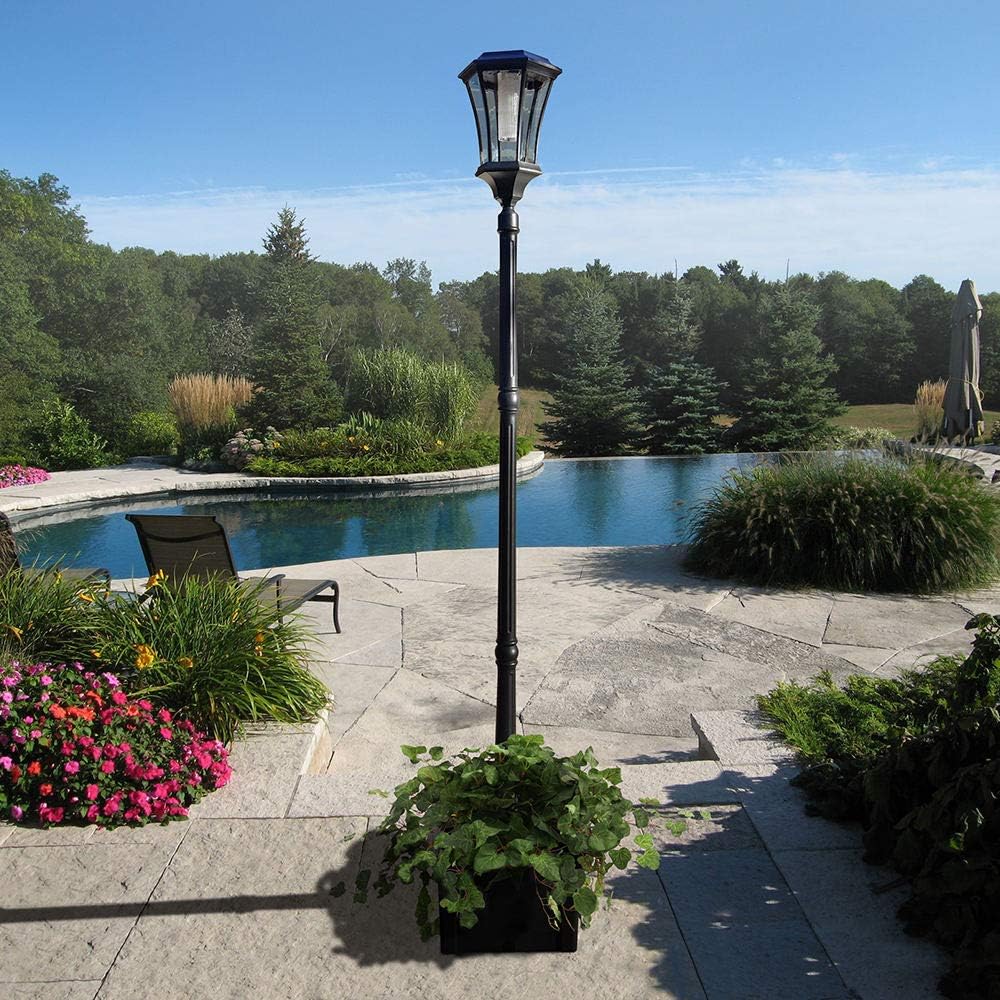 Black Solar Lamp Post with Planter C96683