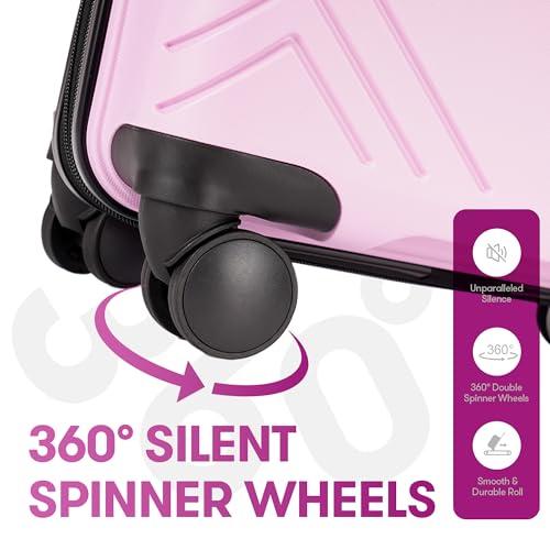 3 Piece Hardside Expandable Luggage Set with Wheels TSA Lock Light Pink U1299