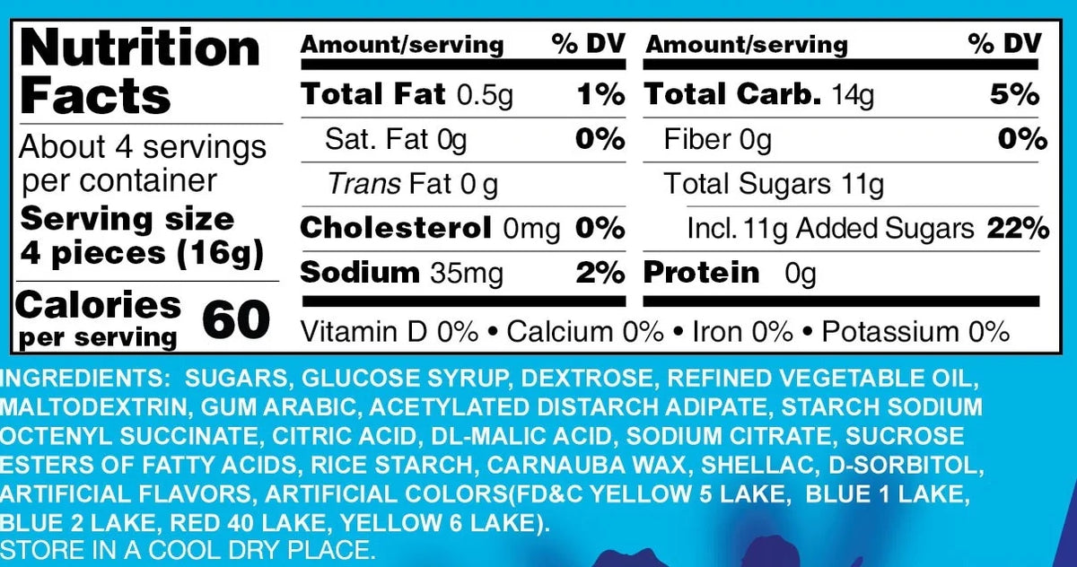Sour-Dusted Chewy Candy, 2.5 Ounce Peg Bag, 12 Count Display Box A3104