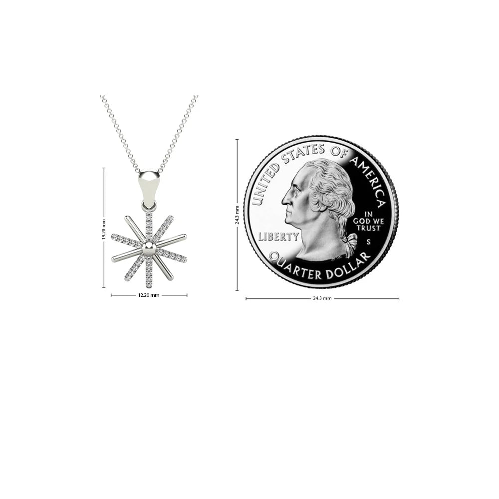 10K White Gold Diamond Starburst Pendant Necklace N8540