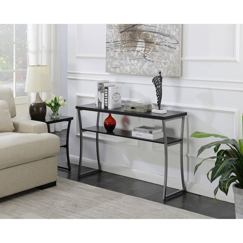 Black Woodgrain/Gray Console Table B8078