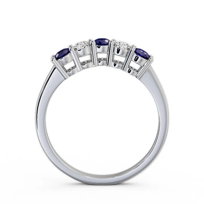 14K White Gold Blue Sapphire Diamond Eternity Band J6227