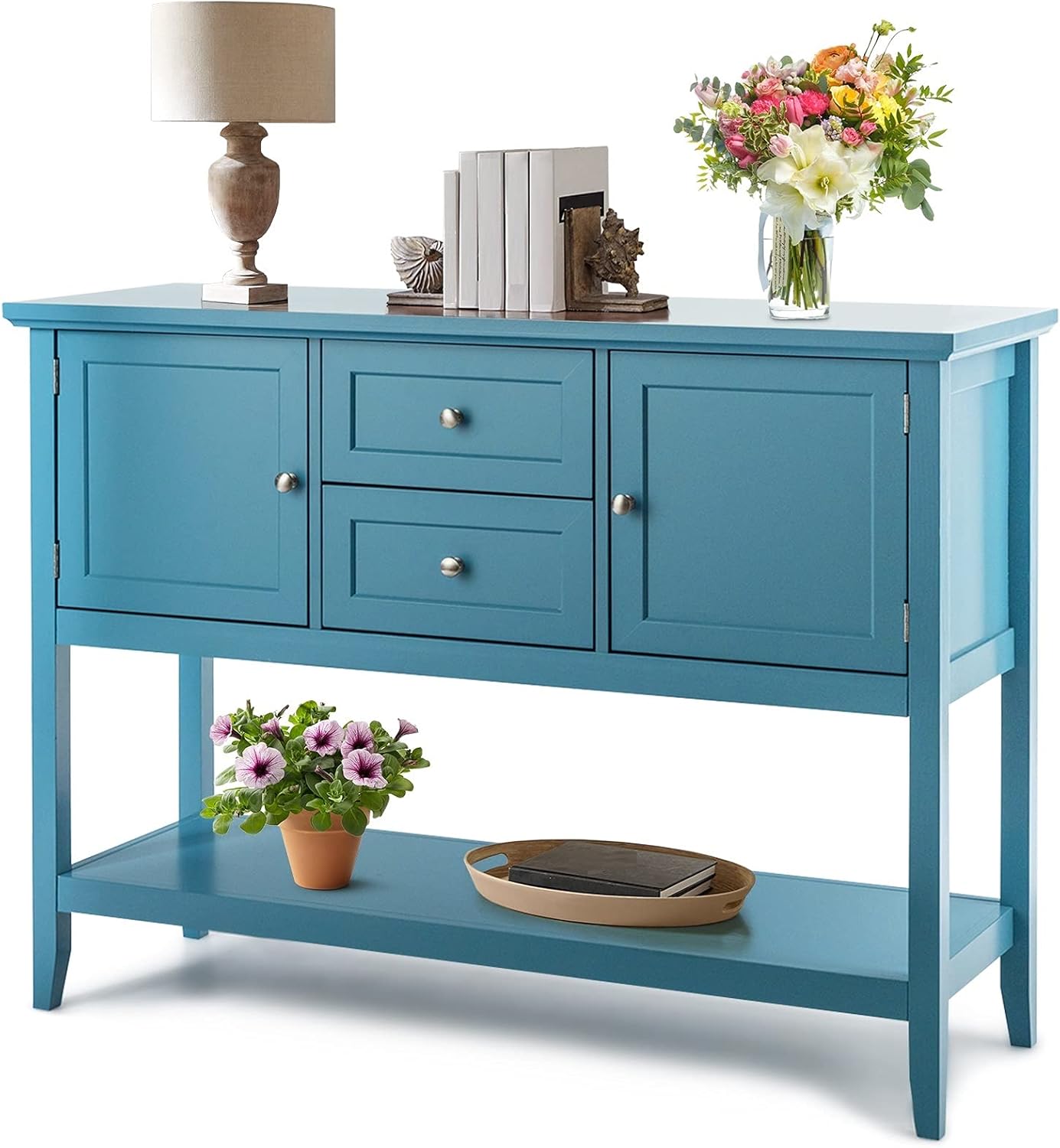 Grey Wooden Buffet Sideboard with 2 Drawers and 2 Cabinets Q574
