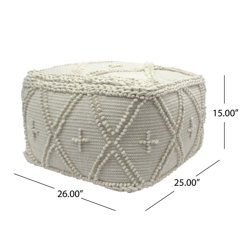 Charcoal Fabric Cube Pouf W84873