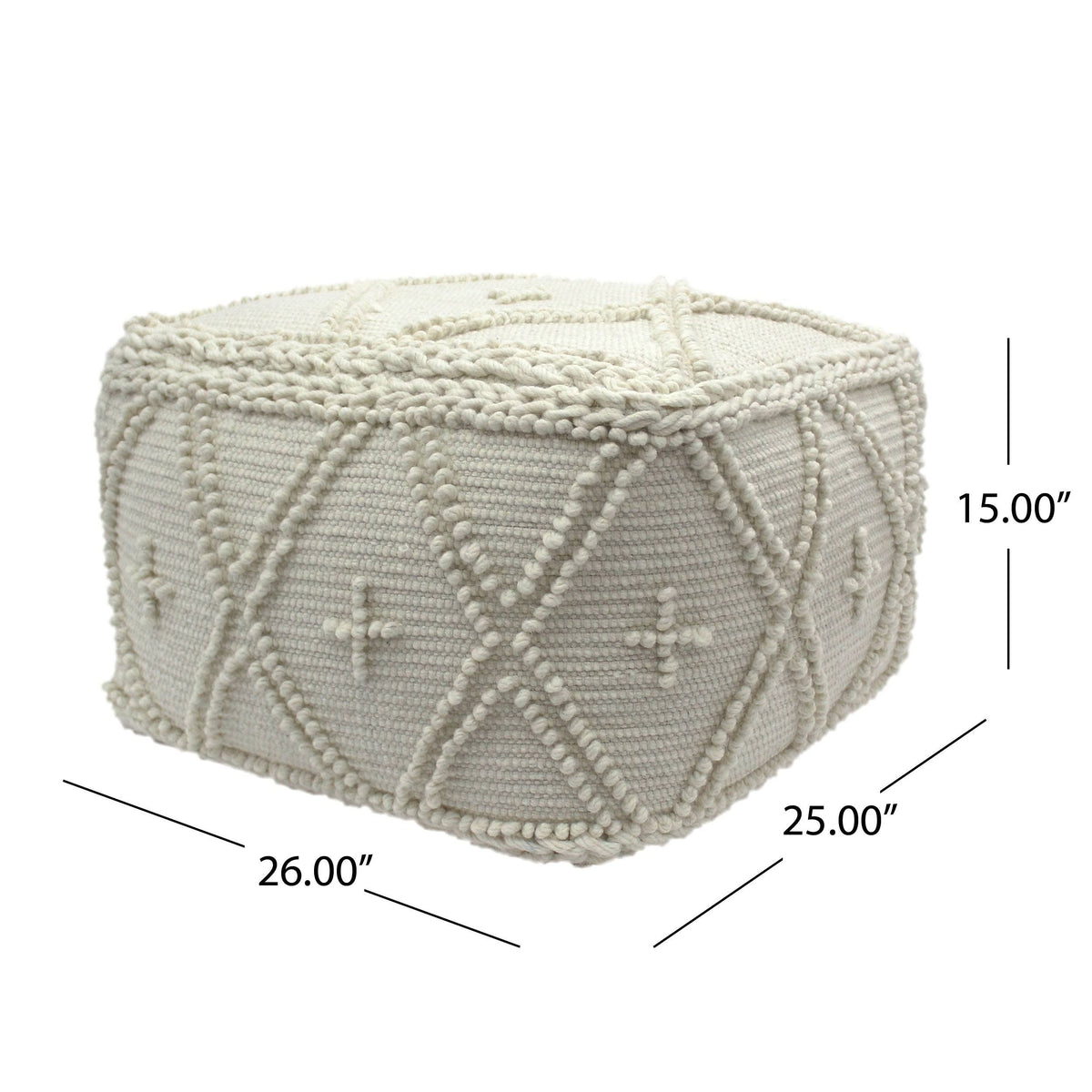 Charcoal Fabric Cube Pouf W84873
