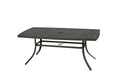 Rectangular Brown Aluminum Slat Top Dining Table E817