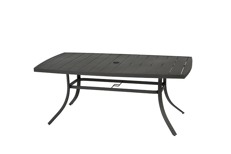 Rectangular Brown Aluminum Slat Top Dining Table E817