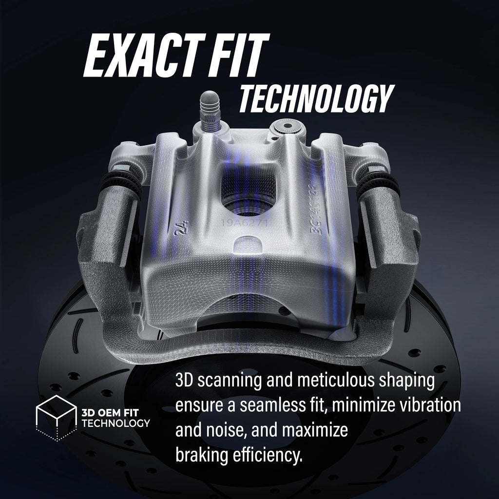 Front Disc Brake Caliper Coated Rotors And Ceramic Pads Kit D556