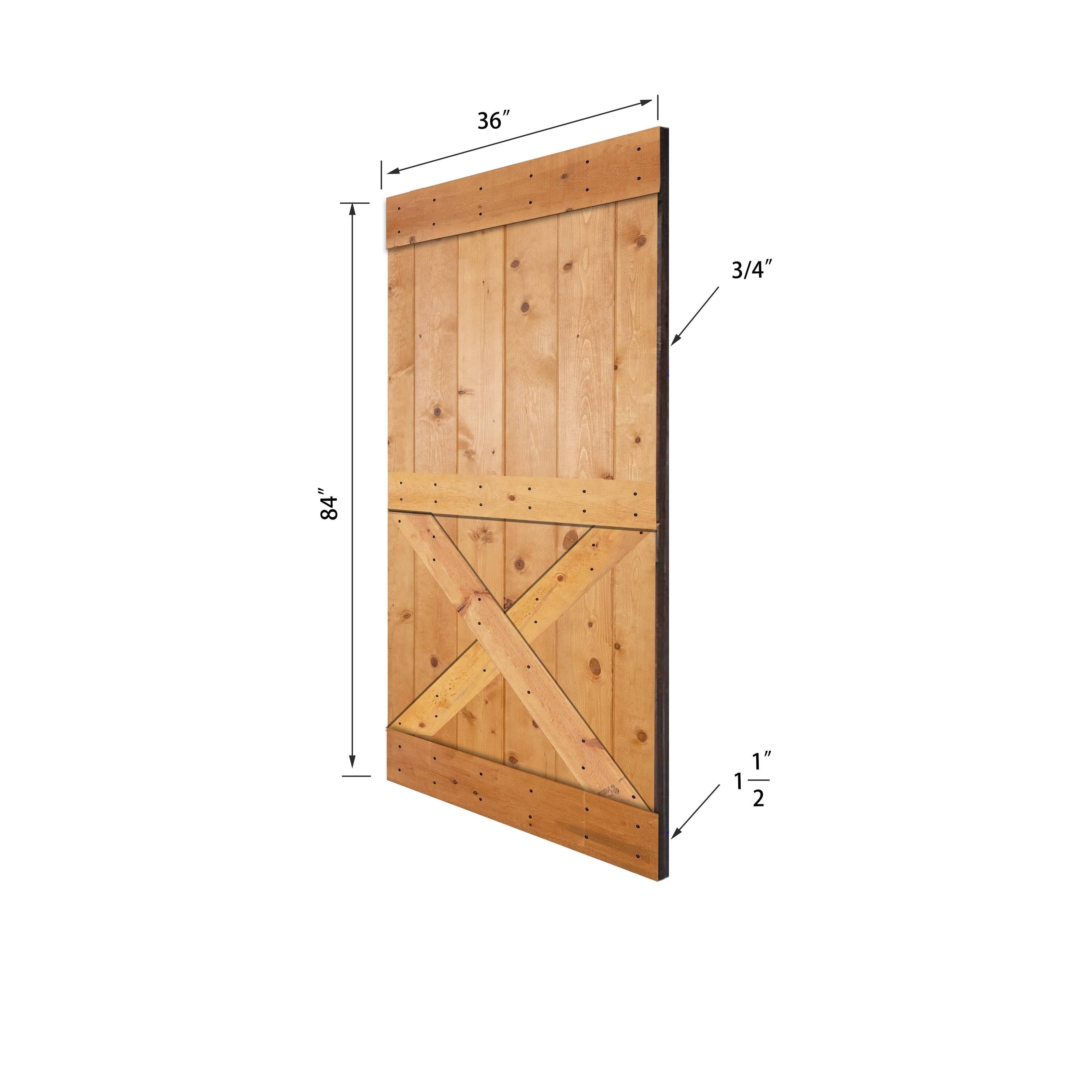 Paneled Wood Barn Door with Installation Hardware Kit L758665
