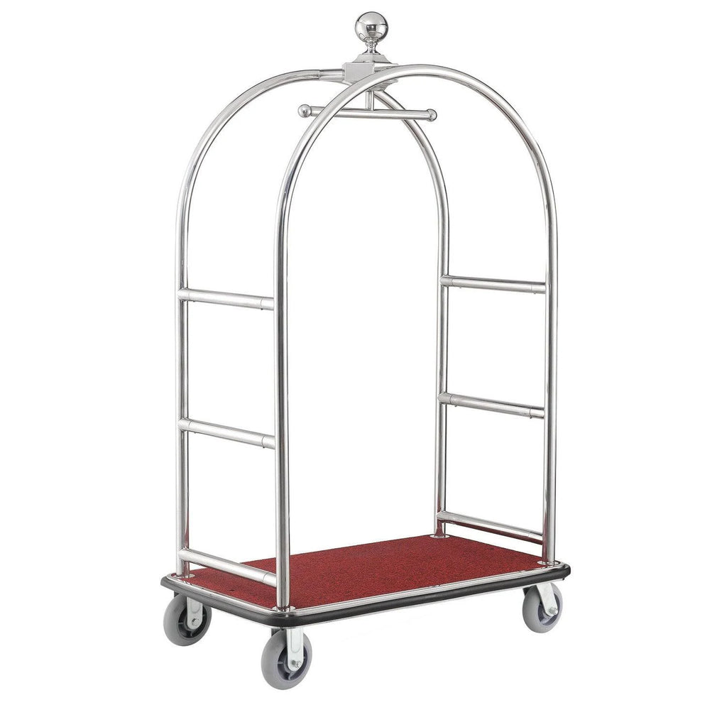 Silver Stainless Steel Bellman Cart with Rubber Casters A401