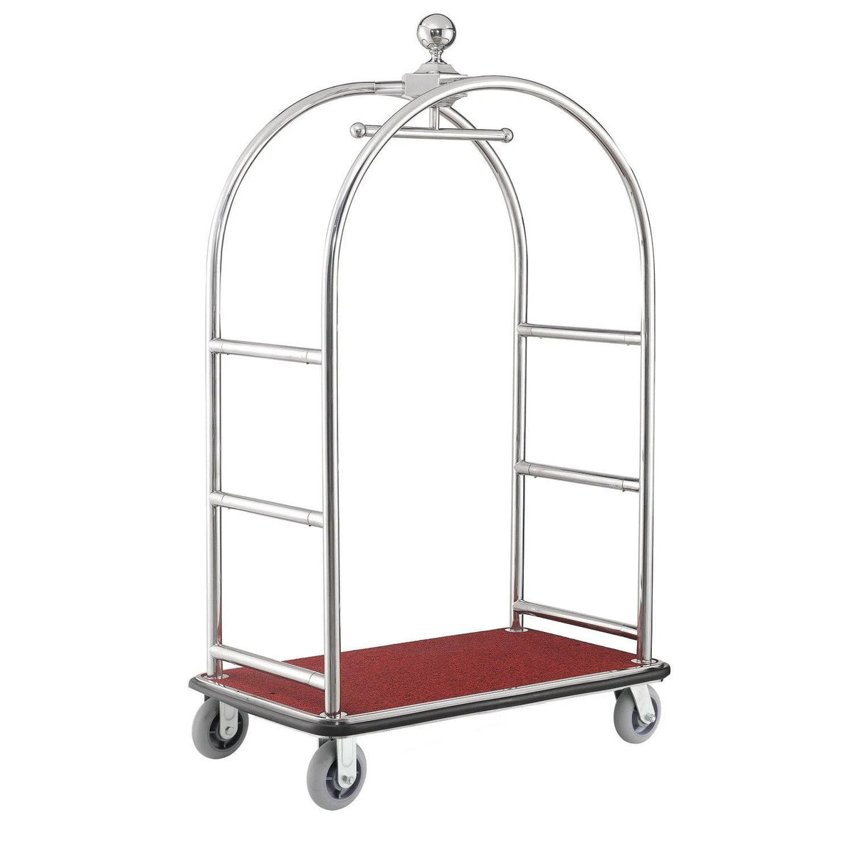 Silver Stainless Steel Bellman Cart with Rubber Casters A401
