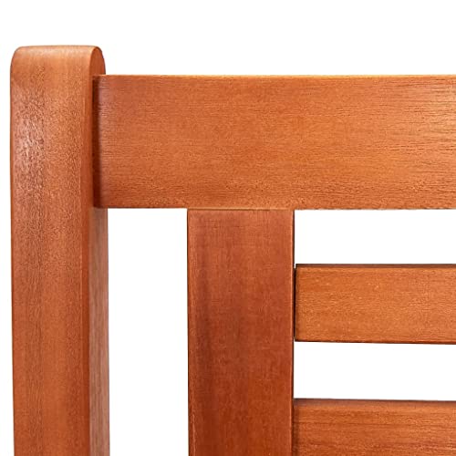Rustic Brown Solid Eucalyptus Wood 3-Seater Patio Bench with Backrest H831150