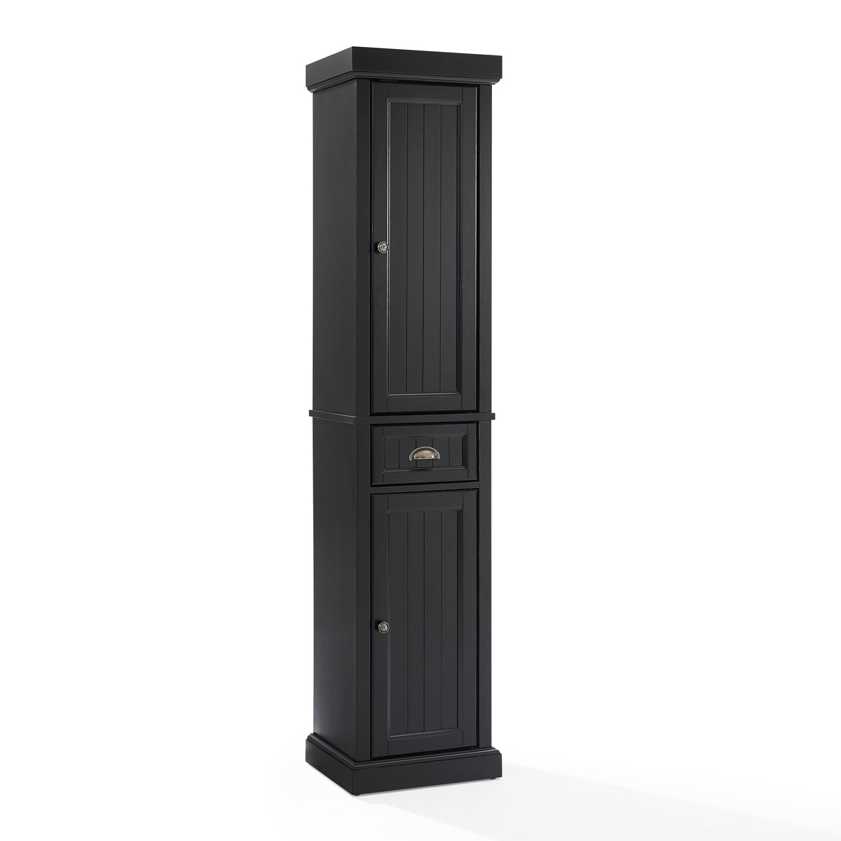 Distressed Black Wood Linen Cabinet E24619